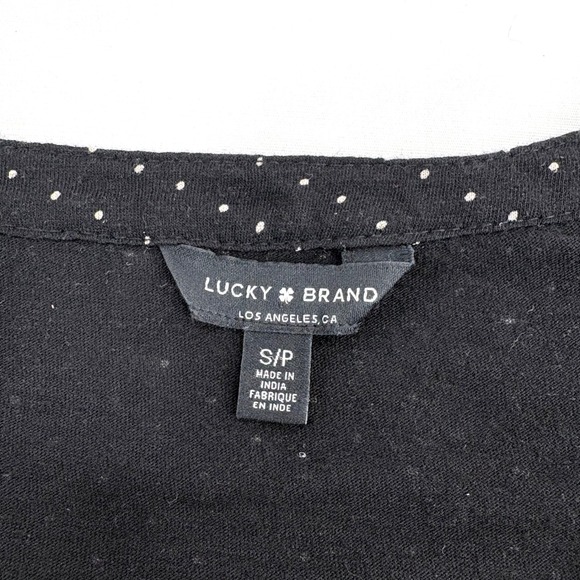 Lucky Brand Womens Black Embroidered Polka Dot Button Front Top Small Boho - Picture 4 of 7